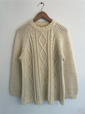 White Cable Knit Fisherman Sweater